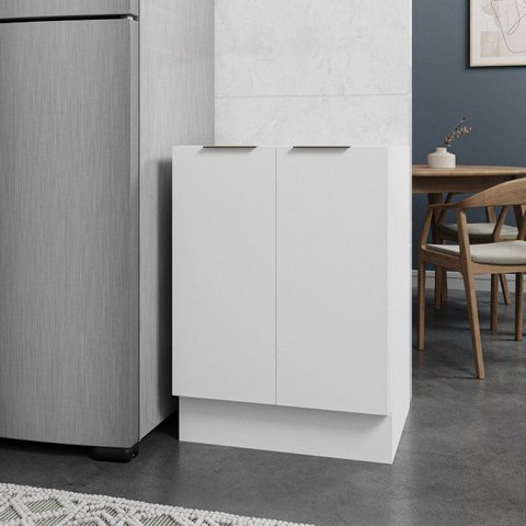 Balcão Planejado 2 Portas 60cm sem Tampo com Rodapé Ipanema CabeCasa MadeiraOriginals Branco