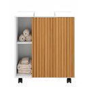 Ver imagem 2 de Armário Gabinete Banheiro Carrinho Rodinha Lux Ripado Branco