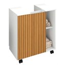 Ver imagem 1 de Armário Gabinete Banheiro Carrinho Rodinha Lux Ripado Branco