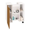 Ver imagem 4 de Armário Gabinete Banheiro Carrinho Rodinha Lux Ripado Branco