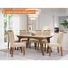 Conjunto Sala De Jantar Selena 180X80 Tampo Em Vidro/Mdf 6 CadeirasSavana/Off White/Nude - 1