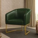 Ver imagem 1 de Poltrona Decorativa Industrial Dourado Stella Sintético Pu - D’Rossi Verde