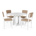Ver imagem 1 de Mesa de Jantar Redonda Montreal Branca com 4 Cadeiras Estofadas Ella Branco/marrom Claro