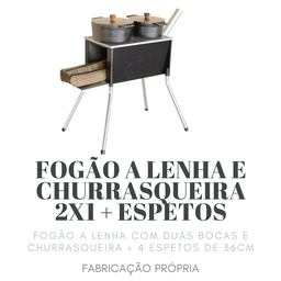 Fogão A Lenha 02 Bocas E Churrasqueira + 04 Espetos - 5