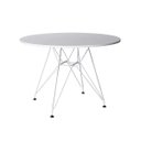 Ver imagem 1 de Mesa Eiffel Redonda 110cm Tampo de Madeira Branco com Base de Ferro Branco