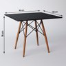 Conjunto de Mesa de Jantar Eames Eiffel Quadrada 90cm Tampo de Madeira Preto com 4 Cadeiras Pretas - 4