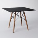 Ver imagem 2 de Conjunto de Mesa de Jantar Eames Eiffel Quadrada 90cm Tampo de Madeira Preto com 4 Cadeiras Pretas