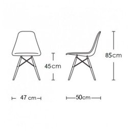 Conjunto de Mesa de Jantar Eames Eiffel Quadrada 90cm Tampo de Madeira Preto com 4 Cadeiras Pretas - 3