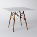 Ver imagem 3 de Mesa de Jantar Eames Eiffel Quadrada 90cm Tampo de Madeira Branco com 4 Cadeiras Brancas