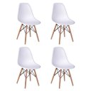 Ver imagem 4 de Mesa de Jantar Eames Eiffel Quadrada 90cm Tampo de Madeira Branco com 4 Cadeiras Brancas