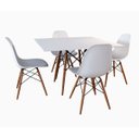 Ver imagem 2 de Mesa de Jantar Eames Eiffel Quadrada 90cm Tampo de Madeira Branco com 4 Cadeiras Brancas