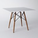 Ver imagem 2 de Conjunto de Mesa de Jantar Eames Eiffel Quadrada 90cm Tampo de Madeira Branco com 4 Cadeiras Brancas