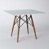 Conjunto de Mesa de Jantar Eames Eiffel Quadrada 90cm Tampo de Madeira Branco com 4 Cadeiras Brancas - 2