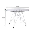 Ver imagem 2 de Mesa Eiffel Redonda 110cm Tampo de Vidro com Base de Ferro Branco