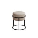 Ver imagem 5 de Kit 2 Puff Redondo Decorativo Estofado em Linho Base Metálica Preta Cor Areia