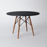 Conjunto de Mesa de Jantar Eames Eiffel Redonda 90cm Tampo de Madeira Preto com 4 Cadeiras Pretas Pr - 3