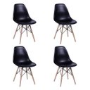 Ver imagem 4 de Conjunto de Mesa de Jantar Eames Eiffel Redonda 90cm Tampo de Madeira Preto com 4 Cadeiras Pretas Pr