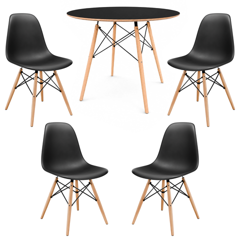 Conjunto Mesa 90cm e 4 Cadeiras Polipropileno Eiffel: Design para Cozinha e Jantar