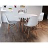 Conjunto de Mesa de Jantar Eames Eiffel Redonda 90cm Tampo de Madeira Branco com 4 Cadeiras Brancas - 1