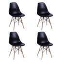 Ver imagem 4 de Conjunto de Mesa de Jantar Eames Eiffel Redonda 90cm Tampo de Madeira Branco com 4 Cadeiras Pretas