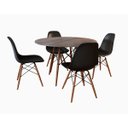 Ver imagem 2 de Conjunto de Mesa de Jantar Eames Eiffel Redonda 90cm Tampo de Madeira Amêndoa com 4 Cadeiras Pretas
