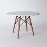 Conjunto de Mesa de Jantar Eames Eiffel Redonda 110cm Tampo de Madeira Branco com 4 Cadeiras Brancas - 3
