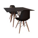 Ver imagem 1 de Conjunto de Mesa de Jantar Eames Eiffel Quadrada 90cm Tampo de Madeira Preto com 2 Cadeiras Pretas