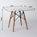 Ver imagem 4 de Conjunto de Mesa de Jantar Eames Eiffel Quadrada 90cm Tampo de Vidro com 4 Cadeiras Pretas