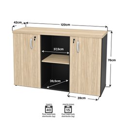 Armário Credenza Escritório Baixo Semiaberto Portas C/chave Netmobil - Dubai/preto - 6