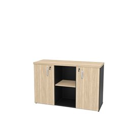 Armário Credenza Escritório Baixo Semiaberto Portas C/chave Netmobil - Dubai/preto - 5
