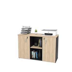 Armário Credenza Escritório Baixo Semiaberto Portas C/chave Netmobil - Dubai/preto
