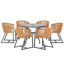 Ver imagem 1 de Mesa com 6 Cadeiras de Jantar Roma 120cm e Noronha em Alumínio Preto Corda Náutica Estofado 3 Trama
