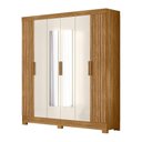 Ver imagem 1 de Guarda Roupa Roupeiro Casal Valença 6 Portas Frisadas 2 Gavetas e Espelho Freijó Off White Moval