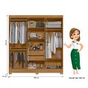 Ver imagem 2 de Guarda Roupa Roupeiro Casal Valença 6 Portas Frisadas 2 Gavetas e Espelho Freijó Off White Moval