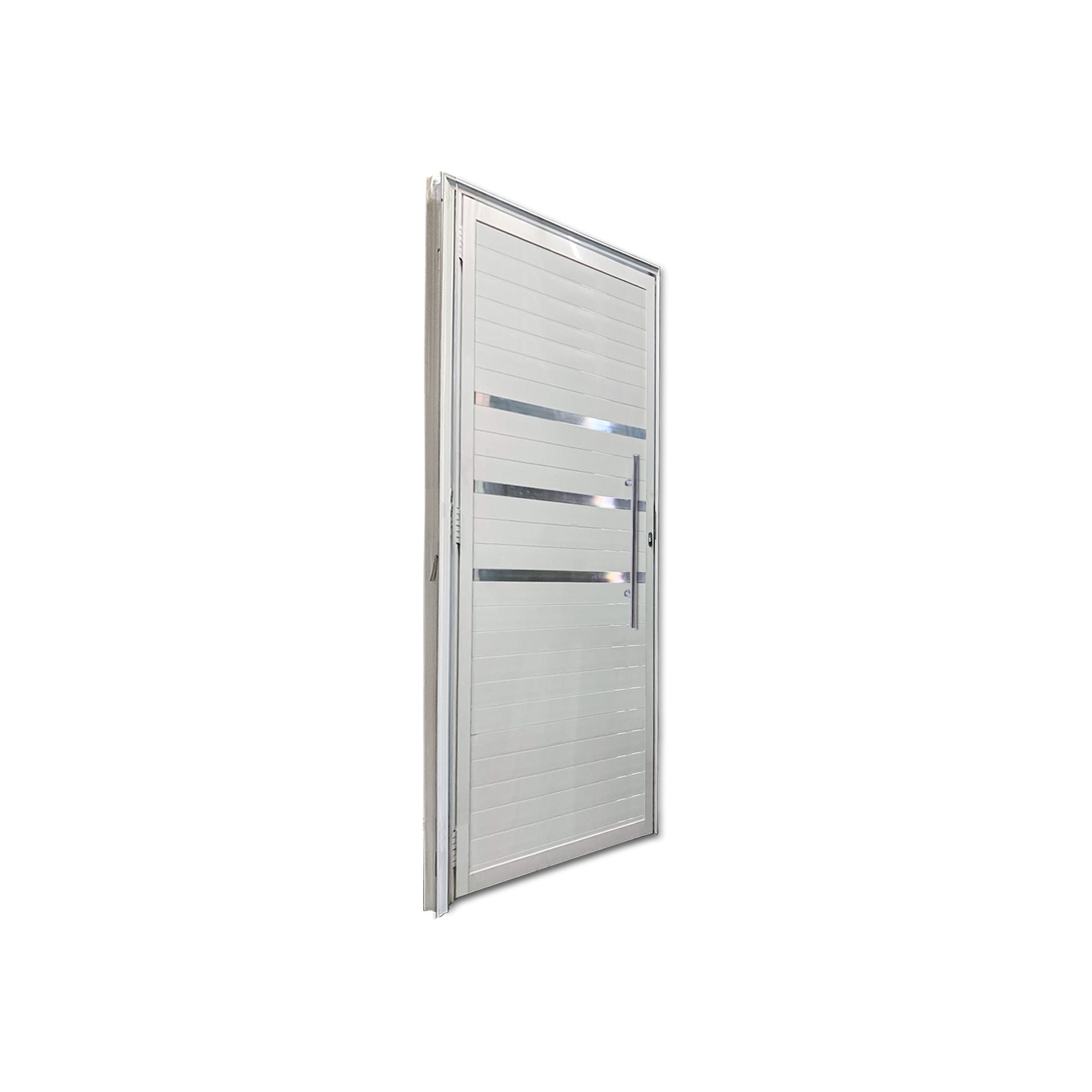 Porta Lambril Frizada D 210x100 com Puxador e Rolete Branco - 2