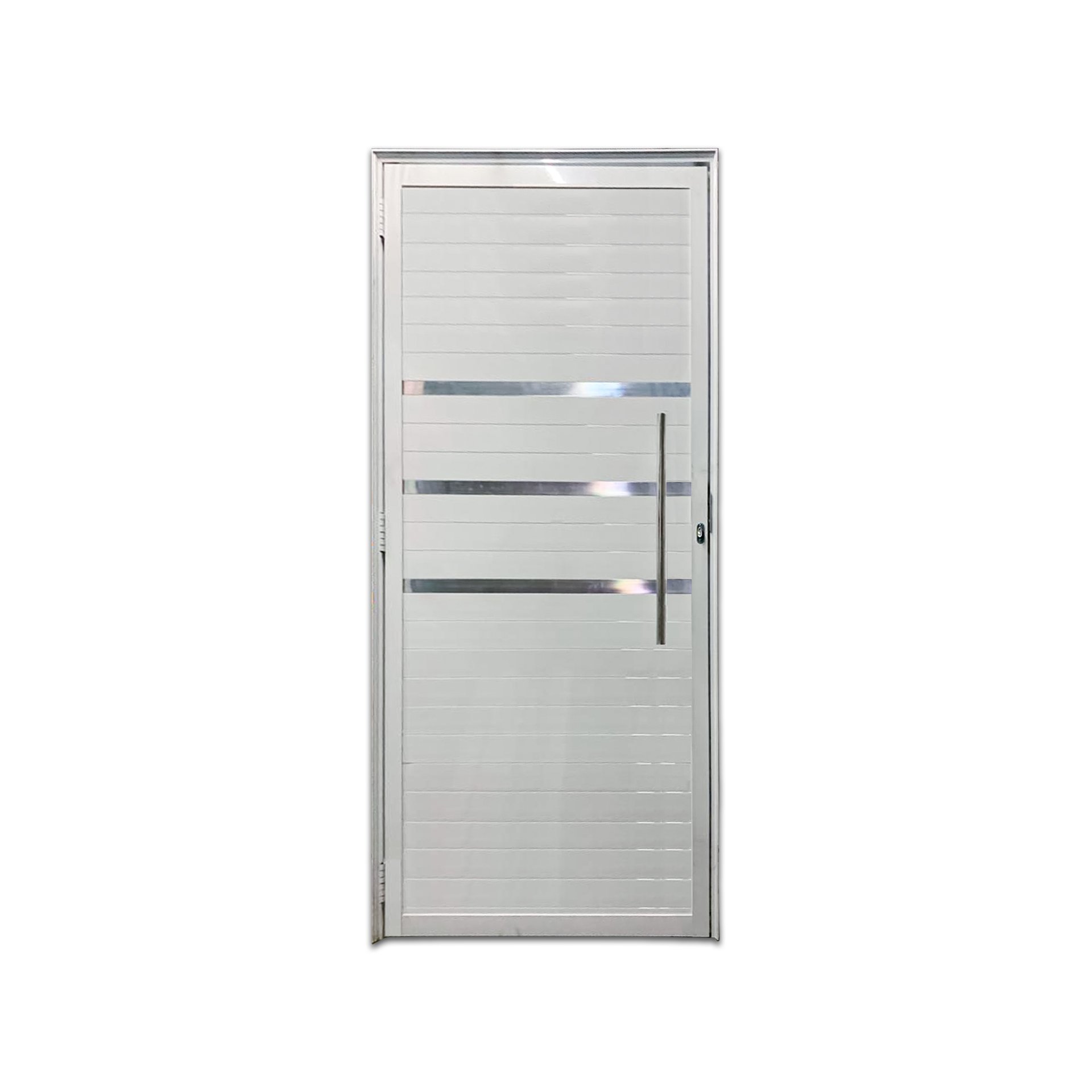 Porta Lambril Frizada D 210x100 com Puxador e Rolete Branco