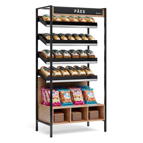 Estante para Pães com 4 Prateleiras MEPA100 Preto Gelopar 220V