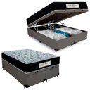 Ver imagem 1 de Cama Box Baú Queen Bipartido Sintético + Colchão Molas Ensacadas Sereneprime Sonnolux 158x198x69