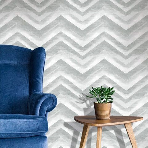 Papel de Parede para Sala Chevron Cinza + Cola para Aplicação - Trinity - 190419s