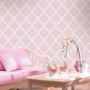 Ver imagem 1 de Papel de Parede para Sala Grade Rosa + Cola para Aplicação