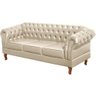 Sofá Chesterfield 3 Lugares Dom Pedro Vintage Retrô Capitonê Couro Bege - 1