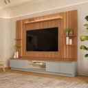 Ver imagem 1 de Conjunto Painel Rack 2 Módulos Laterais Been Mdp/mdf Tv até 75 Canela/gris G77 - Gran Belo