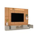 Ver imagem 7 de Conjunto Painel Rack 2 Módulos Laterais Been Mdp/mdf Tv até 75 Canela/gris G77 - Gran Belo
