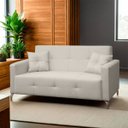 Ver imagem 1 de Sofá Fixo 2 Lugares 1,60 Espanha Living Linho Pés Metal e Molas:linho Bege Claro
