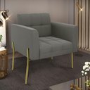 Ver imagem 6 de Poltrona Pé de Ferro Dourado para Sala Elisa Suede D03 - D'Rossi Cor Grafite