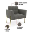 Ver imagem 3 de Poltrona Pé de Ferro Dourado para Sala Elisa Suede D03 - D'Rossi Cor Grafite