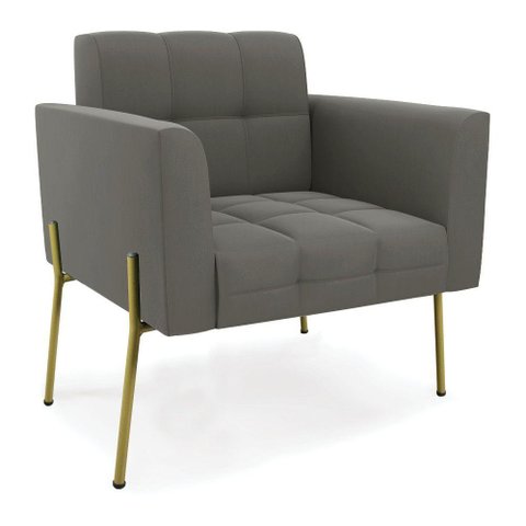 Poltrona Pé de Ferro Dourado para Sala Elisa Suede D03 - D'Rossi Cor Grafite