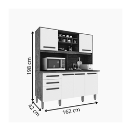 Armário de Cozinha 6 Portas 2 Gavetas Lunna Imop Cinamomo / Off White - 3