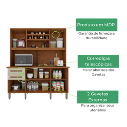 Armário de Cozinha 6 Portas 2 Gavetas Lunna Imop Cinamomo / Off White - 5