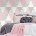 Ver imagem 1 de Papel de Parede Estampado Triângulo Rosa Vinilico Lavável+ Cola para Aplicação